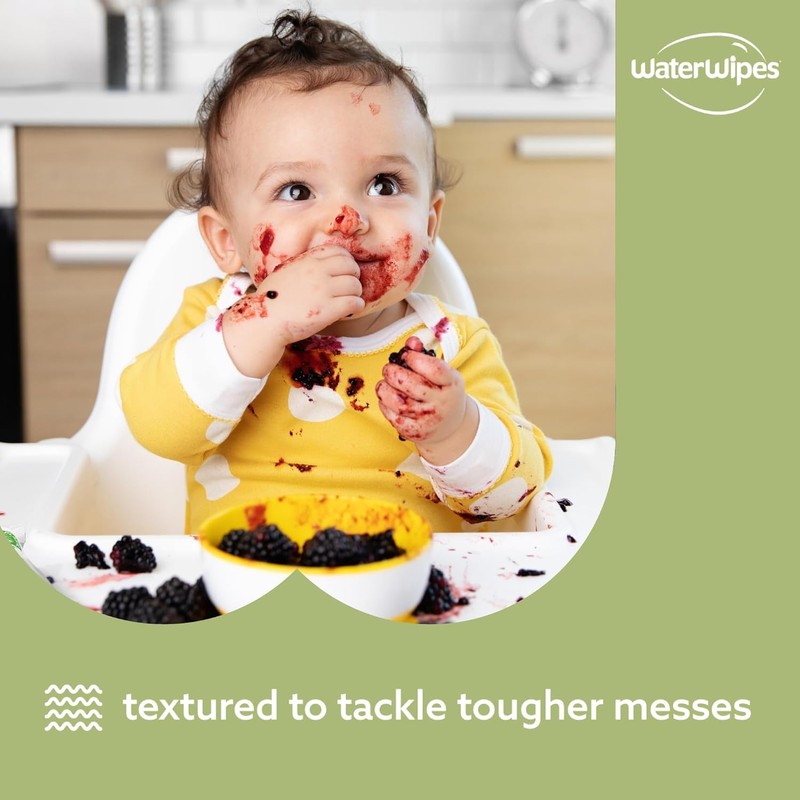 WaterWipes Plastic-Free Textured Clean, Toddler & Baby Wipes, 99.9% Water