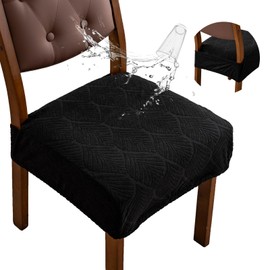 YUEANG Removable Washable Dining Chair Seat Covers Set of 6,Stretch Jacquard Chair Seat Cushion Protector Slipcovers, Rear Covers