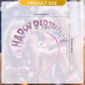 XINCHENG Birthday Headband, Happy Birthday Tiara, Glitter Birthday Hairband Shiny Tiara, Happy Birthday Crowns fit Women, Girls, Party, Take Photos, Decorations, Gifts