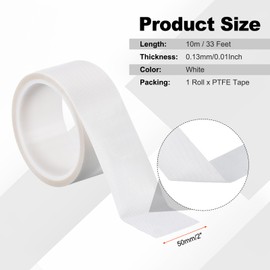 PATIKIL Heat Resistant Tape, 2 Inch x 33 Feet High Temperature Tape PTFE Adhesive High Heat Tape Waterproof for Vacuum Sealer Machine Insulation Protection, White, 0.13mm Thick