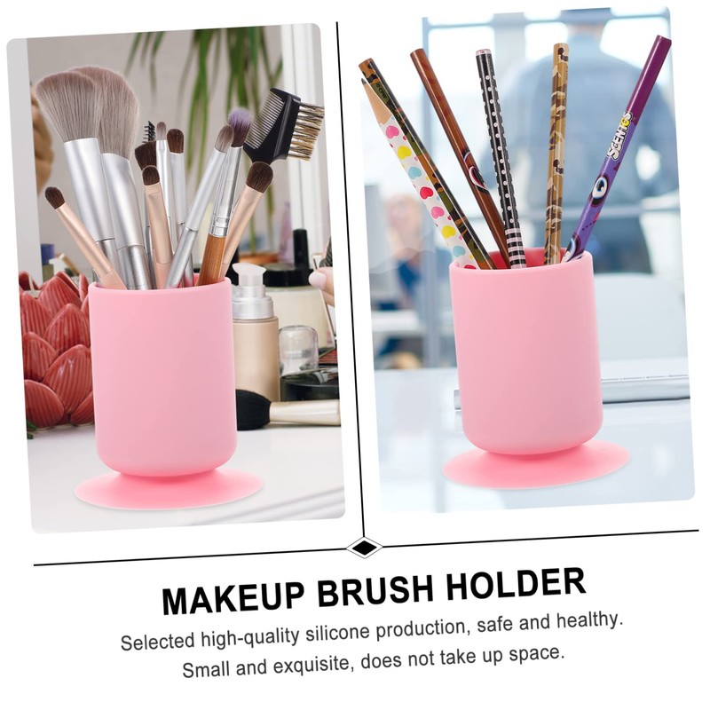 Mikinona 2pcs Ergonomic Makeup Brush Pen Holder Suction Cup Desk