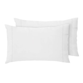 Set of 2 100% Pure Cotton Pillowcases with Flap - 50 x 80 cm - White Cotton Model Toronto