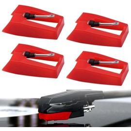 Record Needle, Replacement Needle, MM Shape, Ruby Needle, Compatible with ION Audio, Crosley, Teac, and More Record Players (Set of 4)