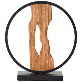 Lightbox LED Table Lamp with 28 cm Height - Timeless Table Lamp with Switch - 7.5 W - 850 lm - 3000 K - Made of Aluminium/Metal/Wood from Monterey Pine - in Black/Brown