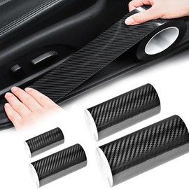 4 Sizes 3D Carbon Fibre Vinyl Wrap for Cars - 16.4 Ft/Roll Car Black Vinyl Wrap Texture Film, Vehicle Bumper Interior Door Sill Scratch Protector Tapes, Car Decorations Accessories Gifts for Men Women