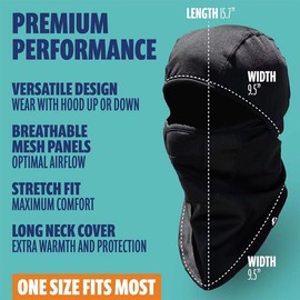 iDopick Face Mask Ski Mask for Men & Women, Balaclava Ski Mask Winter Windproof Thermal Face Cover with Neck Gaiter for Snowboarding Motorcycling Outdoor Activities Black