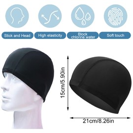 Pack of 4 Swimming Caps for Children and Adults, Elastic Swimming Caps, Comfortable Fabric Swimming Hat, Lightweight Swimming Caps, Swimming Cap, Unisex