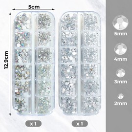 2 Boxes of Acrylic Rhinestones, Nail Art Accessories, Shiny Decorations, Multi-Functional Rhinestone Accessories, Can Be Used for Nails, Clothing, Makeup
