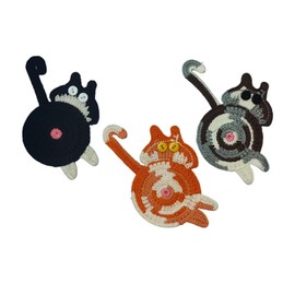 Braided Cat Coasters Set of 3- Home Decor Adorable Feline Shaped Drink Mats,Non-Slip Absorbent Coaster for Coffee Table & Dining- Bar, Cafe, Restaurant & Housewarming with Unique Handwoven Design