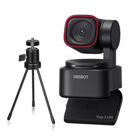 OBSBOT Tiny 3 Lite Cámara Web 4K-Trípode Adicional,Cámara Web PTZ con IA,Sensor CMOS 1/2",Seguimiento Automático,3 Micrófonos, Control por Gestos/Voz,