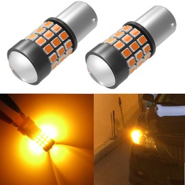 Alla Lighting 39-SMD High Power 2835 Chipsets Super Bright 7507 12496 BAU15S PY21W Amber Yellow LED Bulbs Lamps Replacement for Turn signal Blinker Light