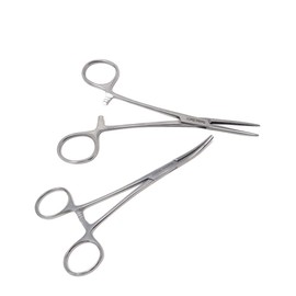 2 Pcs Pet Groomer Dog/Cat Hemostat Forceps 5" Hair Puller with STR + CRV Serrated Tips Ear Care Multipurpose Ratchet Locking Clamps Made of Stainless Steel Helps in Cleaning Nose, Paws, Furs Silver