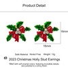 Holly Berry Earrings, Holly Leaf Stud Earrings, 16mm, Christmas Stud