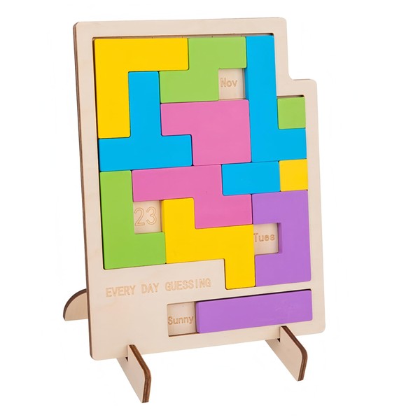 Wooden Daily Calendar Puzzle, 365 Days Challenges, Desk Block Calendar,