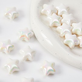 Pretty Jolly 20Pcs Big Star Beads Lovely Acrylic Beads for Jewelry Making Loose Beads for DIY Craft Pure-Colored Shaped Beads for Bracelet Making Necklace Keychain Wristband-White