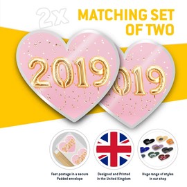 2 x Heart Stickers 7.5 cm - 2019 Graduation Wedding Fun Decals for Laptops,Tablets,Luggage,Scrap Booking,Fridges, #12980