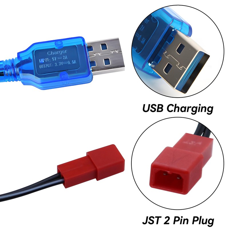 Tosiicop 3.7V Lipo Battery Charger - 2 PCS 1S Lipo