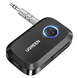 UGREEN Bluetooth 5.4 Car Adapter, Hands-Free Call & Noise Cancelling AUX to Bluetooth Adapter for Car, 3.5mm Audio Blue-Tooth Receiver for Cars Stereo Home Speaker - 15H Battery Life