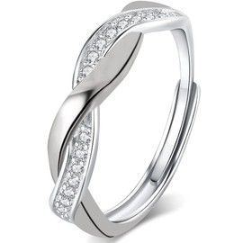 Lubgitsr S999 Sterling Silver Rings For Women, Infinity Love Promise Rings, Cubic Zirconia Eternity Wedding Promise Ring, For Women Girls Anniversary Jewellery Gifts