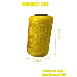 LSGZJZY High Strength Mason Nylon String Line, 1.3mm Diameter, 1000 Ft, with 9.8 Foot Long Steel Tape Measure for Construction, Yellow