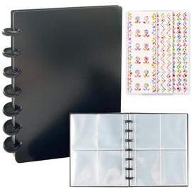 Photocard Binder A5 kpop binder Kpop Photo Card Binder Holder Ring Binder Book 20Pcs 3 Inch Inner Clear Sleeves Pages Idol Photo Album Business Cards Collect Photo Protectors 160 Cards（Black）