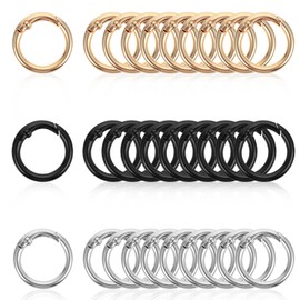 30 Pcs Crochet Bag Rings Trigger Spring O Rings Set Circle Carabiner Metal Round Carabiner Clips Replacement Snap Buckle For Keychains Bags Purses Handbags Strap Diy Crafts (Gold, Silver, Black)