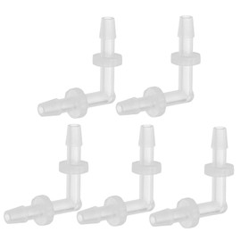 PATIKIL 1/9" Hose Barb 90 Degree Elbow L Fitting, 5 Pack Plastic Equal Barbed Joint Splicer Mender Union Coupler Adapter 0.9 Inch for Gas Liquid Air Line Tubing Pipe