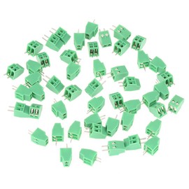 50pcs/set 2 Pin PCB Mount Screw Terminal Block, Screw Terminal Connector 5mm Pitch Mount Power for Deep Frequencies and PCB Wiring - Green