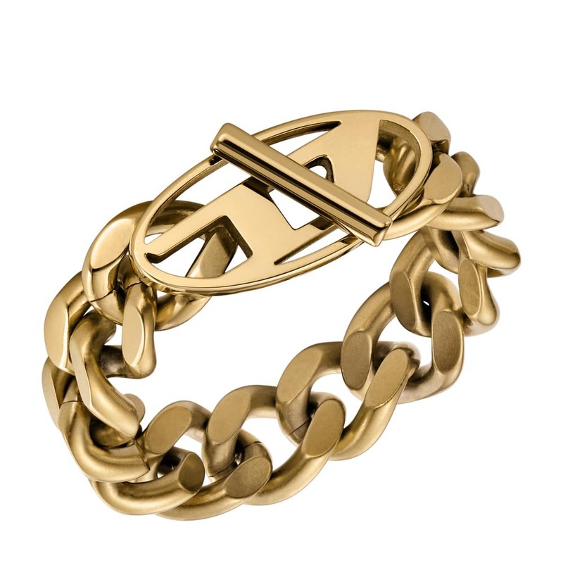 Diesel DX15687108 Unisex Oval D Logo Ring Soft Chain Stainless