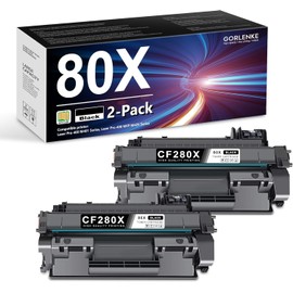 80X Black High Yield Toner Cartridge, 2/Pack CF280XD Compatible Replacement for HP 80X Toner Cartridge to use with Laser Pro 400 M401, Laser Pro 400 MFP M425 Series Printer | CF280X with Chip