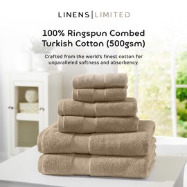 Linens Limited Turkish Cotton Bath Towels, Large Bath Sheet for Shower, Beach and More, Soft and Luxurious, Super Absorbent, Machine Washable (Beige)