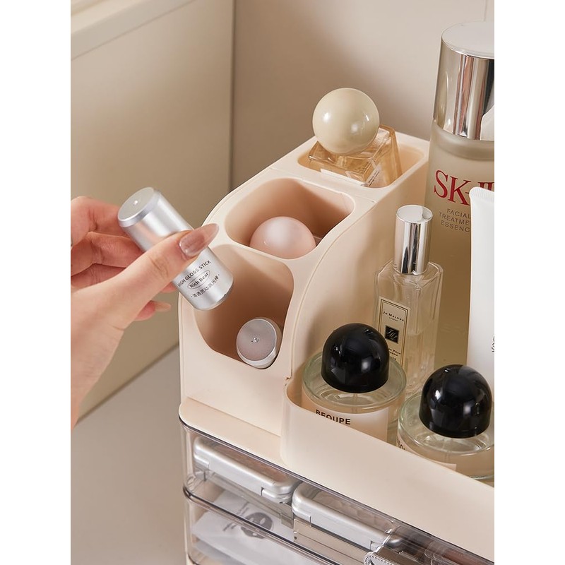 Makeup Organizer with 2 Drawers, Cosmetic Display Case, Storage Holder