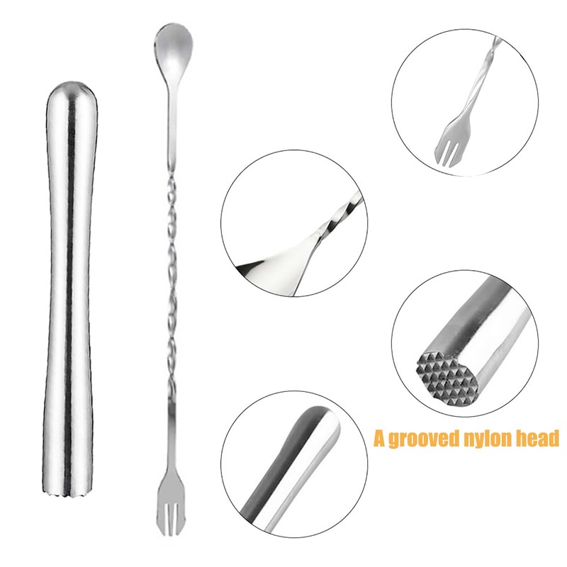 Stainless Steel Muddler Set,Stainless Steel Cocktail Muddler Ice Crusher Masher