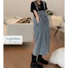 Teddy Pants453 Denim Overalls Jumper Skirt, All-In-One, Loose, Medium Thick,