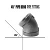 AGUTEA Black cast Iron Pipe Fittings, 45 Degree Elbows, Internal