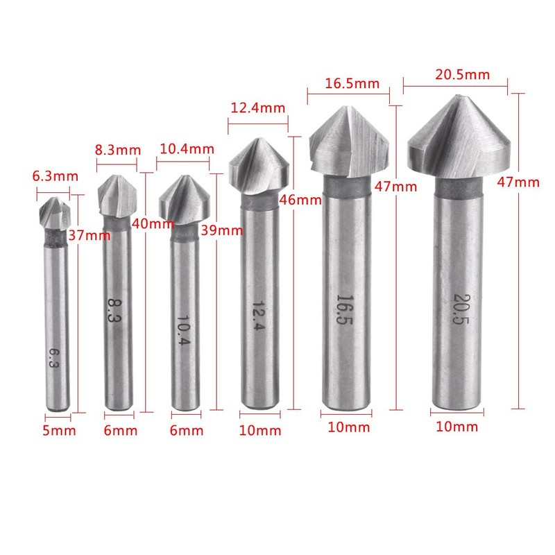 Juego de brocas avellanadoras, avellanador práctico, avellanador de aluminio de