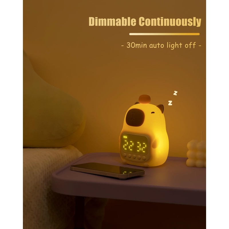 Aokpsrt Capybara Alarm Clock with Night Light for Kids, Cute
