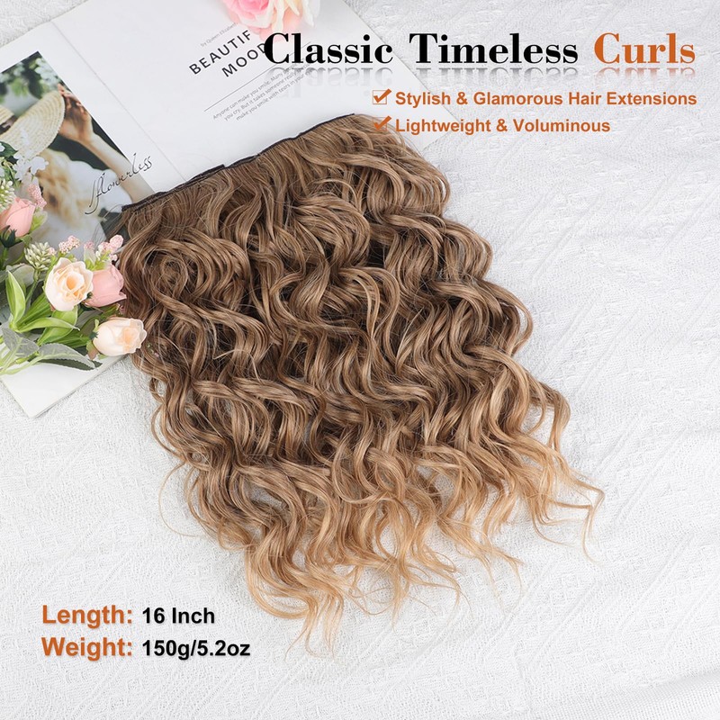 Bouncy Curly Hair Extensions, 4PCS Synthetic Clip in Hair Extensions