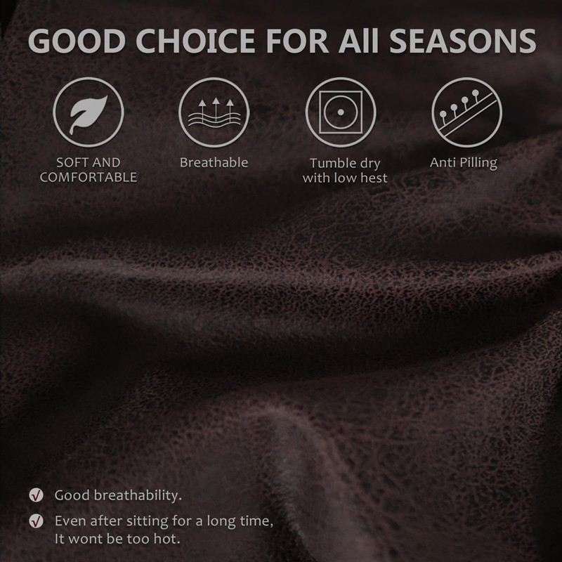 Leather Look RV Dinette Cushion Covers, Stretch Camper Cushion Slipcovers