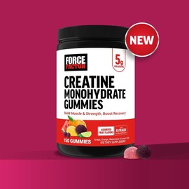 Force Factor Creatine Gummies, Creatine Monohydrate for Muscle Gain, More Strength, and Faster Recovery, Clinically Studied Creatine 5g Dose, Mixed Berry, 30 Servings:_Assorted Flavors