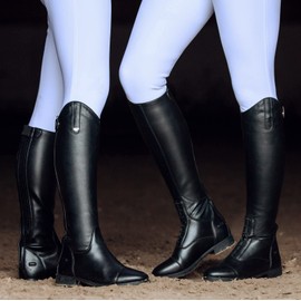 HORZE Rover Women's Synthetic Leather Dressage Tall Riding Boots | All-Weather, Water-Resistant with Rear Zipper - Black - 6.5R