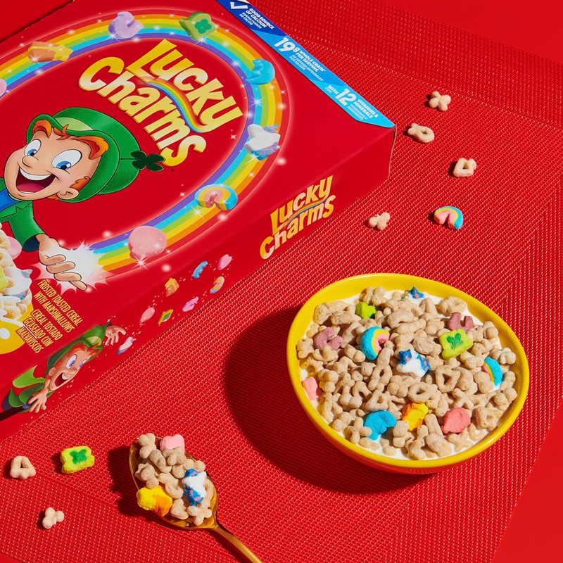 Lucky Charms Gluten Free Cereal with Marshmallows, Kids Breakfast Cereal,