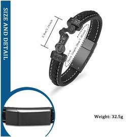 constantlife Motorcycle Cremation Bracelet for Ashes for Men Braided Leather Wristband Cuff Bangle Memorial Urn Jewelry Motorbike Racer Funeral Keepsake Gift (Black-24cm)