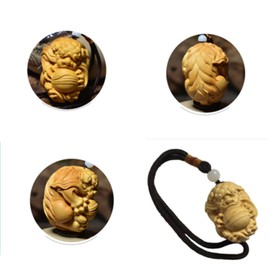 Pixiu, Wood Carving, Feng Shui Goods, Palm Size, Good Luck Goods, Place Decoration, Interior Accessories, Money Up Strap, Roots, Luck (Style 4)