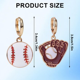 Mikovivi Baseball Dangle Earrings, Delicate Baseball Glove Drop Loop Earrings Softball Jewelry Gifts for Sport Fans Sport Theme Moms Accessories Dangling Earring for Player Women Girls