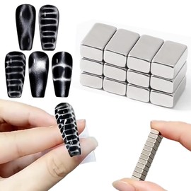 SILPECWEE 12pcs Cat Eye Magnet for Nails, Rectangle Cat Eye Nail Magnet Cat Eye Gel Polish Magnetic Wood Nail Polish Magnet Pen Acrylic Nail Art Tool for Home DIY, Salon, Studio