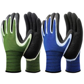 DOFOWORK Gardening Gloves - 6 Pair Blue & Green Latex Gloves for Women with Grip, Durable, Versatile and