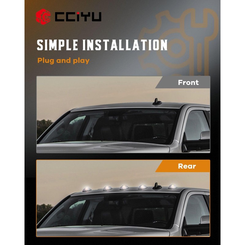 cciyu 5x Cab Marker Light Amber Top Roof Running Light/Cover