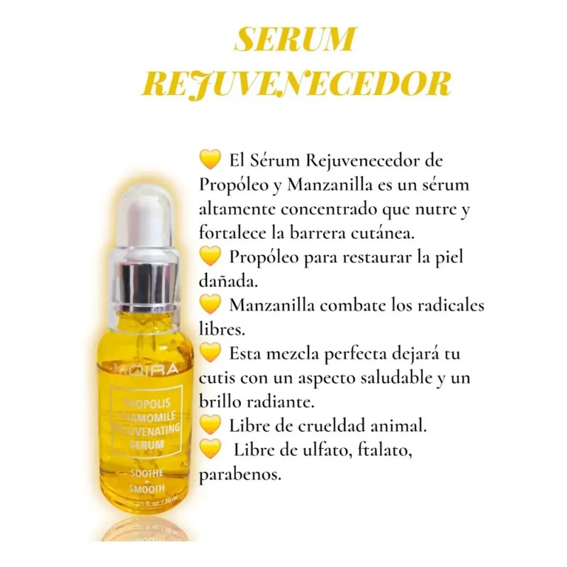 Sérum Coreano Moira Cosmetics con Manzanilla FPS 1, Hidratante Antiedad