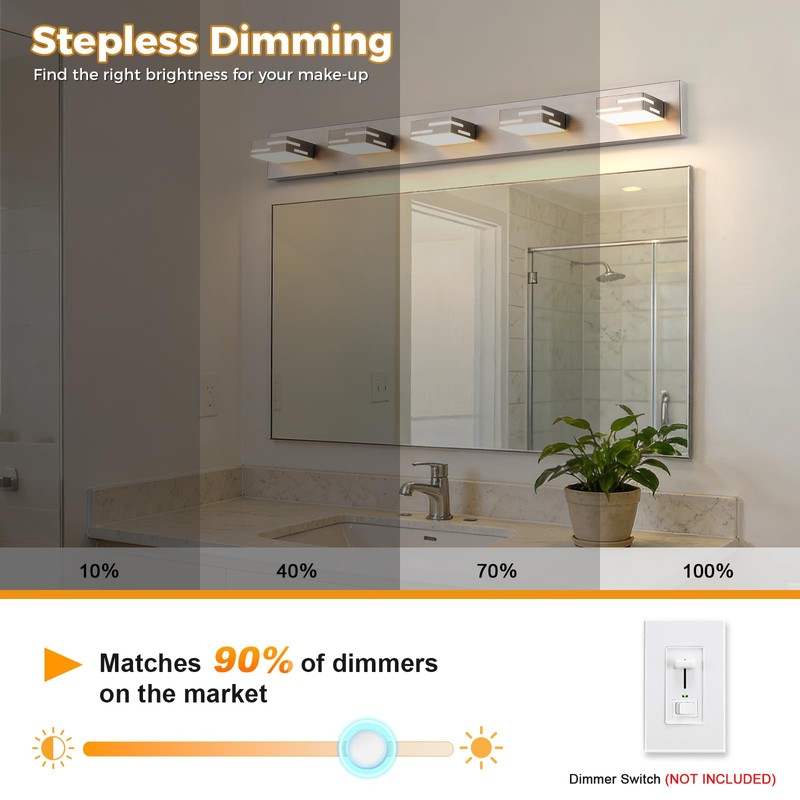MKBNG 5-Light 5CCT Modern Bathroom Vanity Light Fixtures, 40-Inch 350°